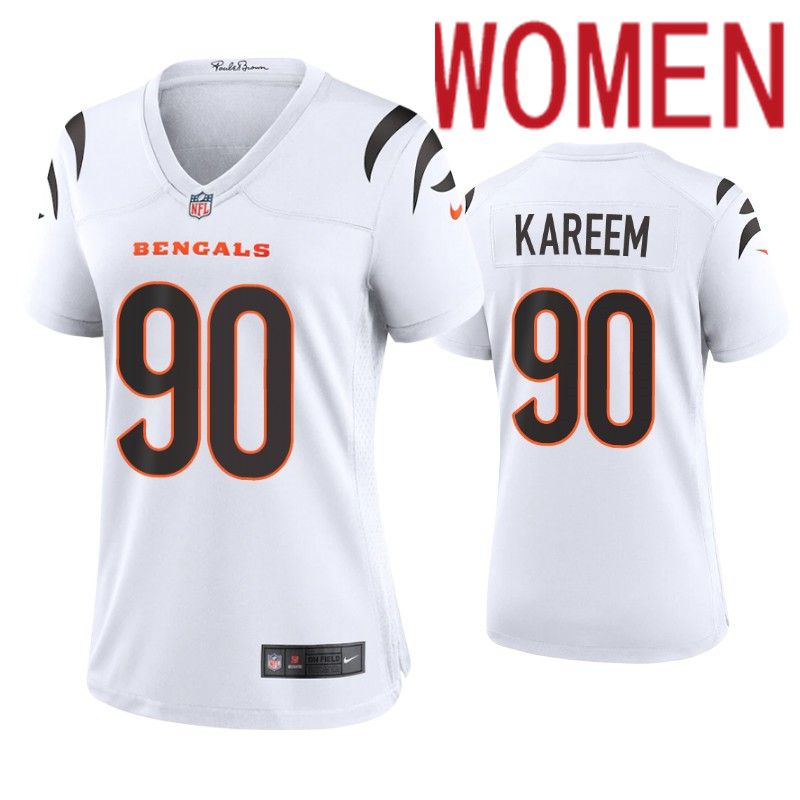 Women Cincinnati Bengals #90 Khalid Kareem Nike White Game NFL Jersey->women nfl jersey->Women Jersey